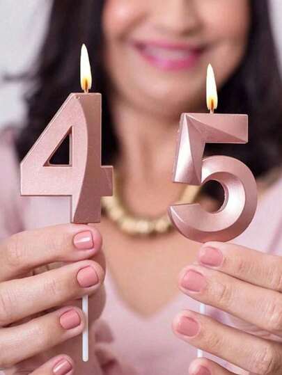 Pink 0-9 Numbers Happy Birthday Cake Topper, Fine Flash Gold-Plated Digital Pink Candle Creative Birthday Digital Candle, 18th 30th 40th 50th 60th Birthday Cake Toppers, For Birthday Party, Anniversary Decorations