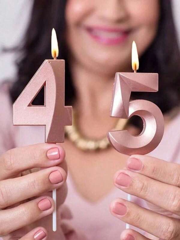 Pink 0-9 Numbers Happy Birthday Cake Topper, Fine Flash Gold-Plated Digital Pink Candle Creative Birthday Digital Candle, 18th 30th 40th 50th 60th Birthday Cake Toppers, For Birthday Party, Anniversary Decorations