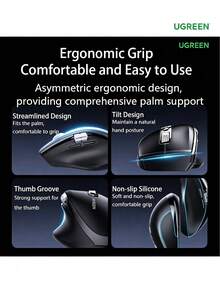 UGREEN Wireless Bluetooth Dual-Mode Mouse, Electromagnetic Side Dual Scroll Wheels, Quiet Noise Reduction Programmable Buttons, 4-Level DPI Adjustment, Universal Business Office Computer Mouse - View 5