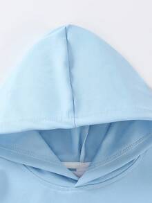 Fashion Street Youth Girl Butterfly Print Hooded Sweatshirt With Printed Loose Pants, 2-Piece Set For Autumn/Winter - Baby Blue - View 10