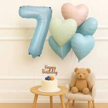 6pcs Light Blue Number And Multicolor Heart Shaped Aluminum Film Balloon Set For Anniversary Birthday Christmas Party Decoration - View 18
