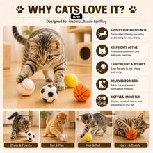 4 Buah Mainan Bola Basket Kucing, Bola Pantul Interaktif untuk Hewan Peliharaan, Mainan Latihan untuk Mengatasi Kebosanan di Dalam Ruangan - Jeruk - View 3