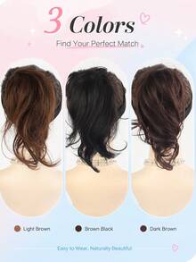 Synthetic Self Wrapping DIY Ponytail Hair Bun Design ﻿Women Fluffy Wavy Curly Ponytail Chignon Hair Bun With Comb Teeth, Soft High Temp Fiber Clip In Updo Hairpiece Daily Hairstyle - Multicolor - View 6