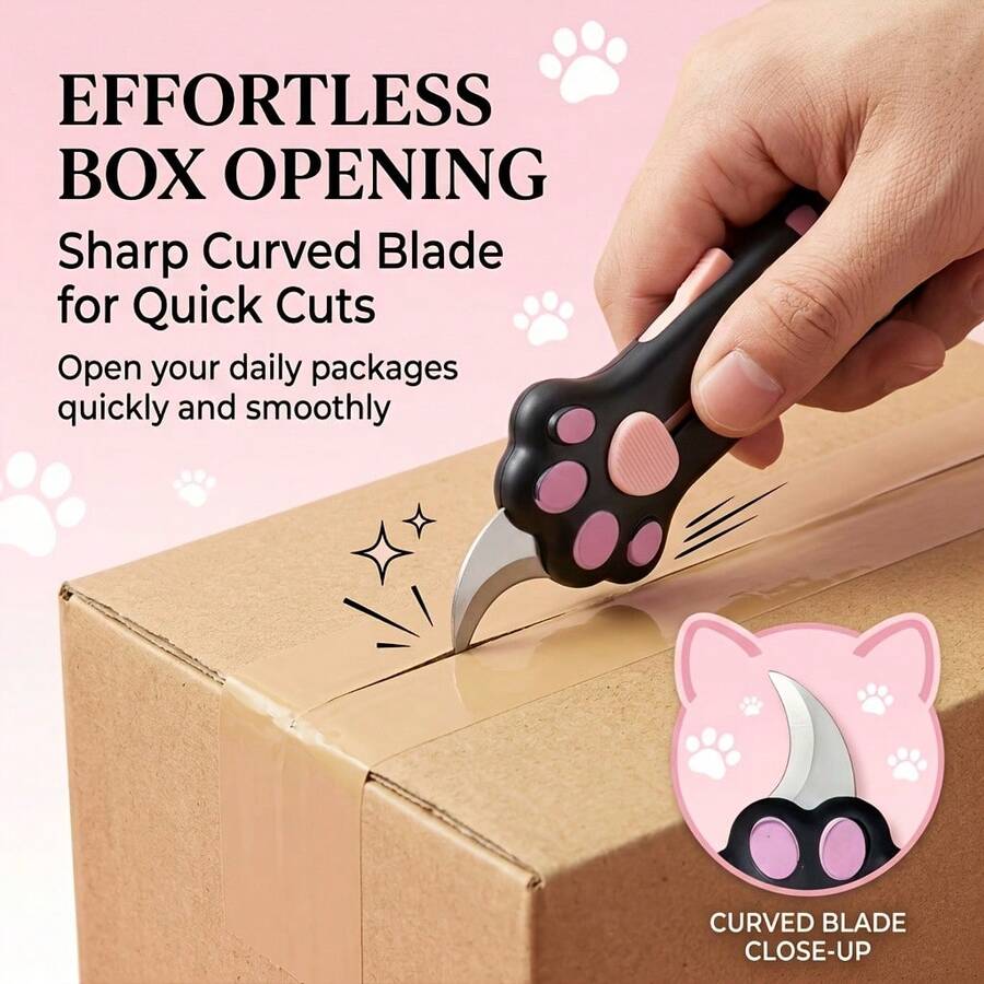 Cute Cat Paw Retractable Utility Knife, Mini Portable Cartoon Box Cutter, Perfect For Opening Packages, Cutting Letters, DIY Crafts - Beautiful Kawaii Style Paper Knife With Lanyard Hole, Suitable For Office, Home And School Small Tool, Great Gift For Family And Friends - Multiple Styles - View 1