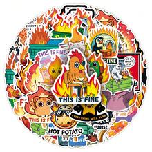 50pcs Cute Funny Fire Graffiti Creative Cartoon Chaos Daily Optimistic Slacker Decorative Desktop Tablet Stickers - Multicolor - View 6