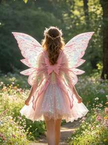 Glittery 8-Leaf Fairy Butterfly Wings, Suitable For Adults Halloween Party Cosplay As Princess, Fairy, Elf And More - Multicolor - View 2