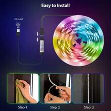 Acosh Neon APP Control RGB LED Strip Lights, USB RGB Light Strip With Remote Control, Music Sync Function, Timer Setting, Color Changing Lights For Bedroom, Living Room, Kitchen And Home Decor - RGB - View 7