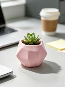 3D Printed Minimalist Geometric Polygon Succulent Planter, Matte Texture Creative Cut-Out Small Flower Pot, Indoor Desktop Balcony Green Plant Pot Container Personalized Home Gardening Decor Ornament, Vase And Vase Accessories - Multicolor - View 9