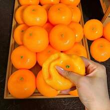 1pc New Realistic Orange Squeeze Ball, Building Block Particle Filled Crunchy Sensation Stress Relief Toy, Crisp Sound Fingertip Fidget Toy, Suitable For Adults And Children 3 Years And Above, Simulation Fruit Toy - Orange - View 7