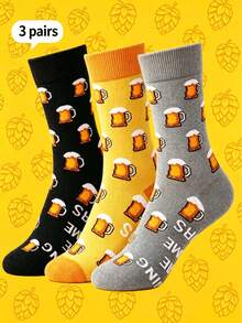 1/3 Pairs Funny Beer Socks, Spring/Autumn Sports Casual Breathable INS Socks - Multicolor - View 1
