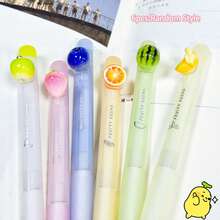 2/6pcs Fruity Collection Erasable Blue Ink Pens, Summer Fruit Scented Fresh Fragrance, Retractable Neutral Ink Pens, Cute Cartoon Design For Study And Practice - Fruit-scented Pens - View 8