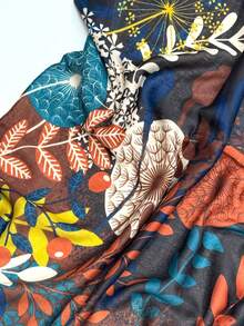 1pc Simple Printed Women's Scarf, Fashionable New Style Sun Protection Beach Shawl, Silk-Like Linen Feel Wrap - Coffee Brown - View 7