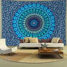 Hippie Bohemian Peacock Mandala Tapestry Wall Hanging Bedding - Blue Mandala - View 2