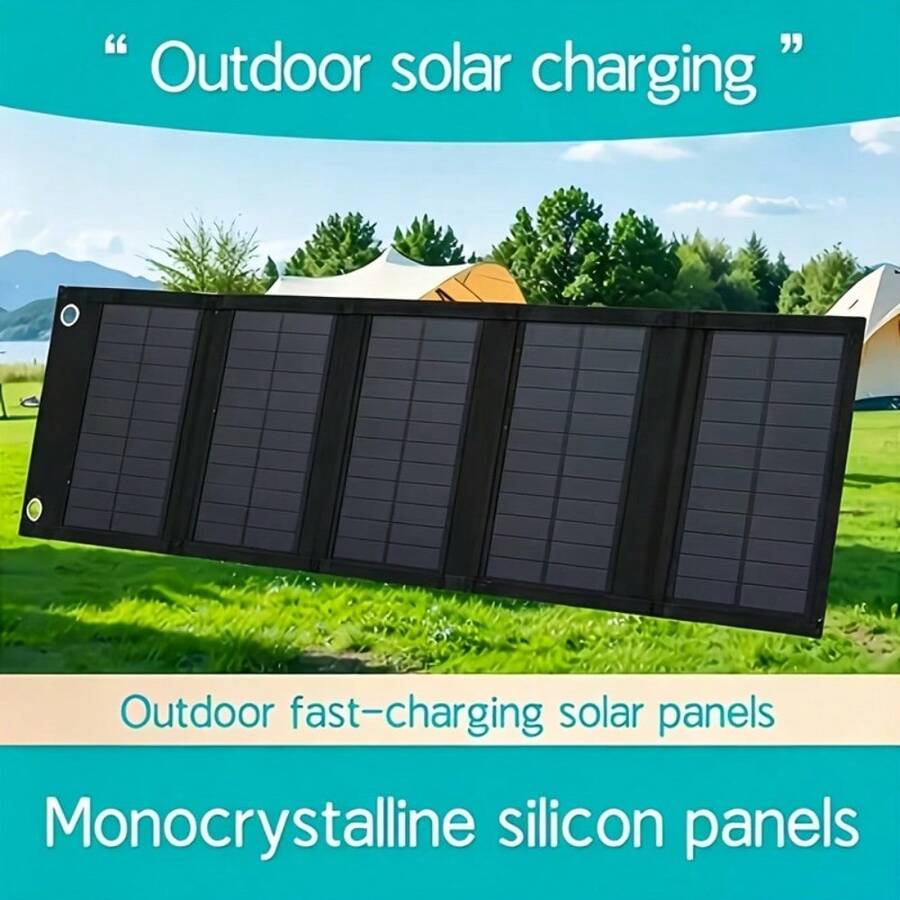 35W Portable Solar Charging Panel - Durable, Compact, Lightweight Solar Power Bank, Suitable For Camping, Travel, Emergency Backup - Compatible With Smartphones, Tablets, Cameras, Flashlights, Fans - Outdoor Adventure Solar Generator, Foldable Solar Panel