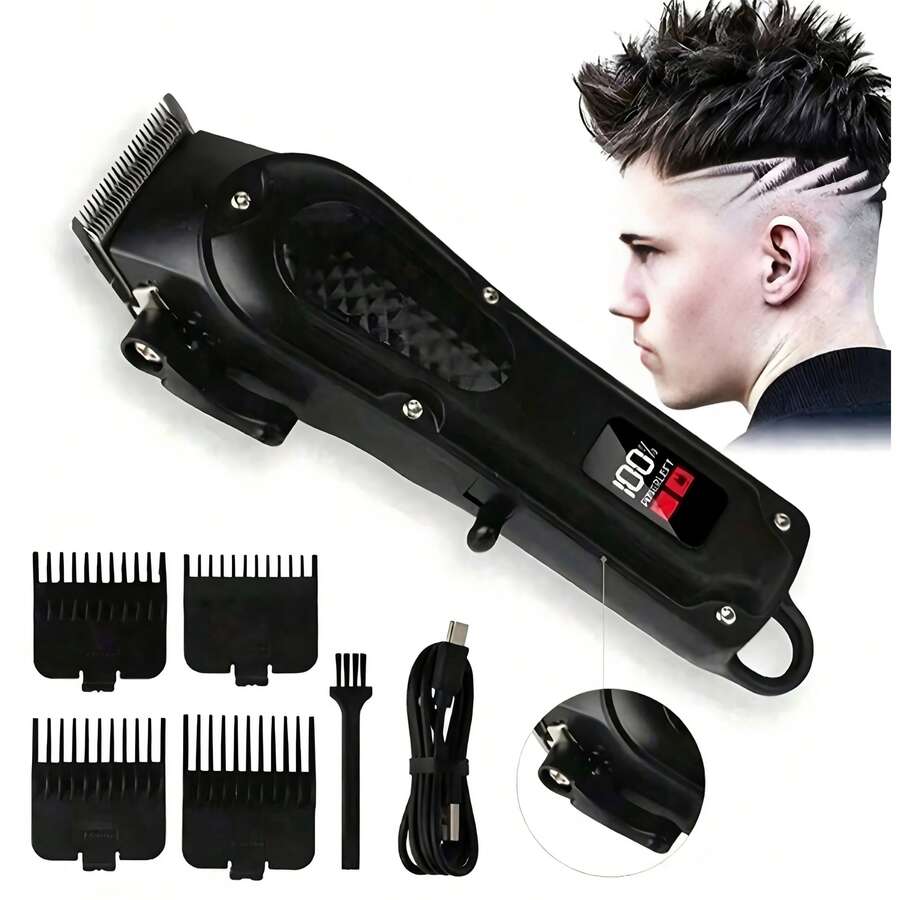 AXH Recortadora de cabello y barba recargable por USB, diseño inalámbrico, regalo ideal para hombres - Negro - Ver 1