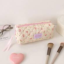 Fresh Bow & Floral Pencil Case, Large Capacity Compartment Stationery Pouch For Students, Stationery Storage Bag - Floral Bow - View 9