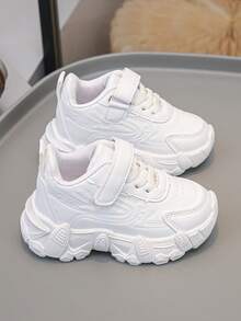 Soft Sole Non-Slip Kids' Sports White Sneakers, Korean Style Spring/Autumn New Casual Versatile Thick Sole Chunky Sneakers For Girls - White - View 3