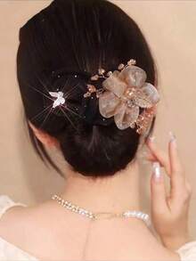 1-Piece Women's Rhinestone Pearl Fishtail Hair Bun Maker Elegant High Ponytail Bun Decoration Hair Styling Tool Fashion Decorative Hair Accessory - Multicolor - View 2