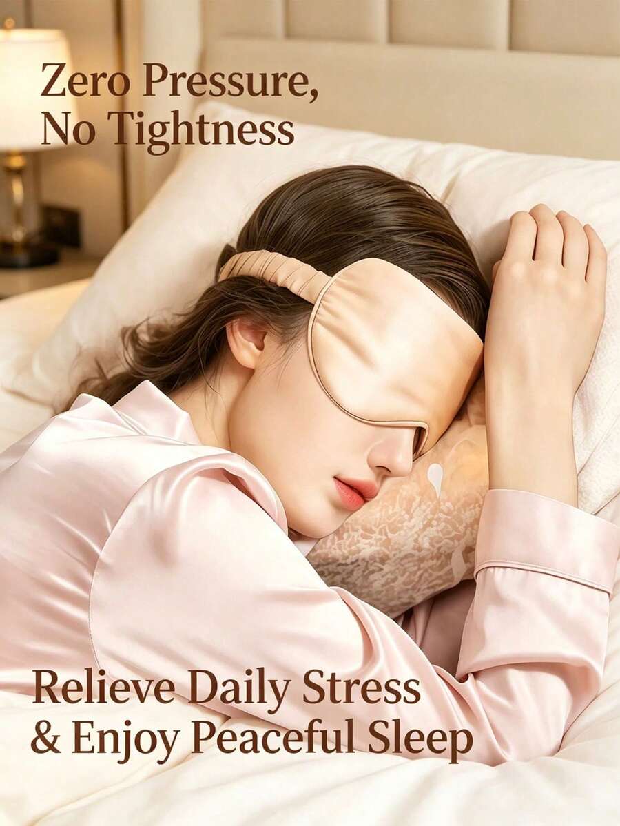 1pc Soft Satin Blackout Sleep Mask, Zero Pressure Full Coverage Breathable Eye Mask, Elastic Strap Design, Portable Light-Blocking Mask, Multiple Macaron Colors Available, Travel Nap, Student Dorm, Airplane Sleep Accessory/Gift - Multicolor - View 1