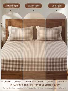 1pc Plaid Print Fitted Sheet, Mattress Protector, Fitted Sheet, Autumn Bedding, Comfortable Breathable Wrinkle-Resistant, Machine Washable, Single/Double/Queen/King, Dorm Bedding, All Season, Pillow And Pillowcase Not Included, Bedroom Decor, Autumn Room Decor - Multicolor - View 10