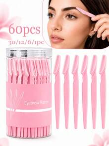 60pcs/30pcs/12pcs/6pcs/1pc Eyebrow Shaving Set Designed For Women And Men, Includes Storage Box With Safety Cap, Eyebrow Trimmer For Trimming And Shaping Beautiful Eyebrows, Facial Hair Removal Razor, Washable And Reusable, Suitable For Facial And Body Hair Removal, Essential Tool For Hair Salon, Makeup And Beauty Industry And Daily Use, Beauty And Travel Accessory - Multicolor - View 1