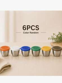 6pcs 2.7oz Stainless Steel Salad Dressing Container To Go With Silicone Lids, Mini Leakproof Dipping Sauce Cups Condiment Dip Portion Containers For Bento Box Lunch, Back To School College Dorm Travel Essentials - Multicolor - View 12