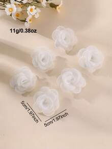 6pcs Cute Rose Hair Clips Suitable For Daily Vacation Outfits - White - View 4