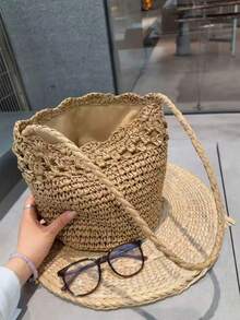 韓系獨特小眾設計 INS 風格大容量托特包，適合通勤、旅行、日常購物，可肩背或手提的隨性托特包 - 卡其色 - 查看 4