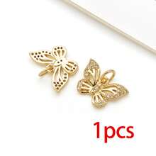 1pc 18K Golden Plated Insect Pendants Crystal Paved Dragonfly Bee Butterfly Enamel Charms For DIY Bracelet Necklace Jewelry Making Findings - Multicolor - View 11