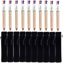 Customizable Retractable Ballpoint Pen Set With Pen Pouch, Laser Engraved Text, Replaceable 4-Color Ink Refills, Smooth Writing, Perfect For Office, Colleagues, School Supplies, And Back-To-School Gifts For Students And Teachers - Sets - View 10