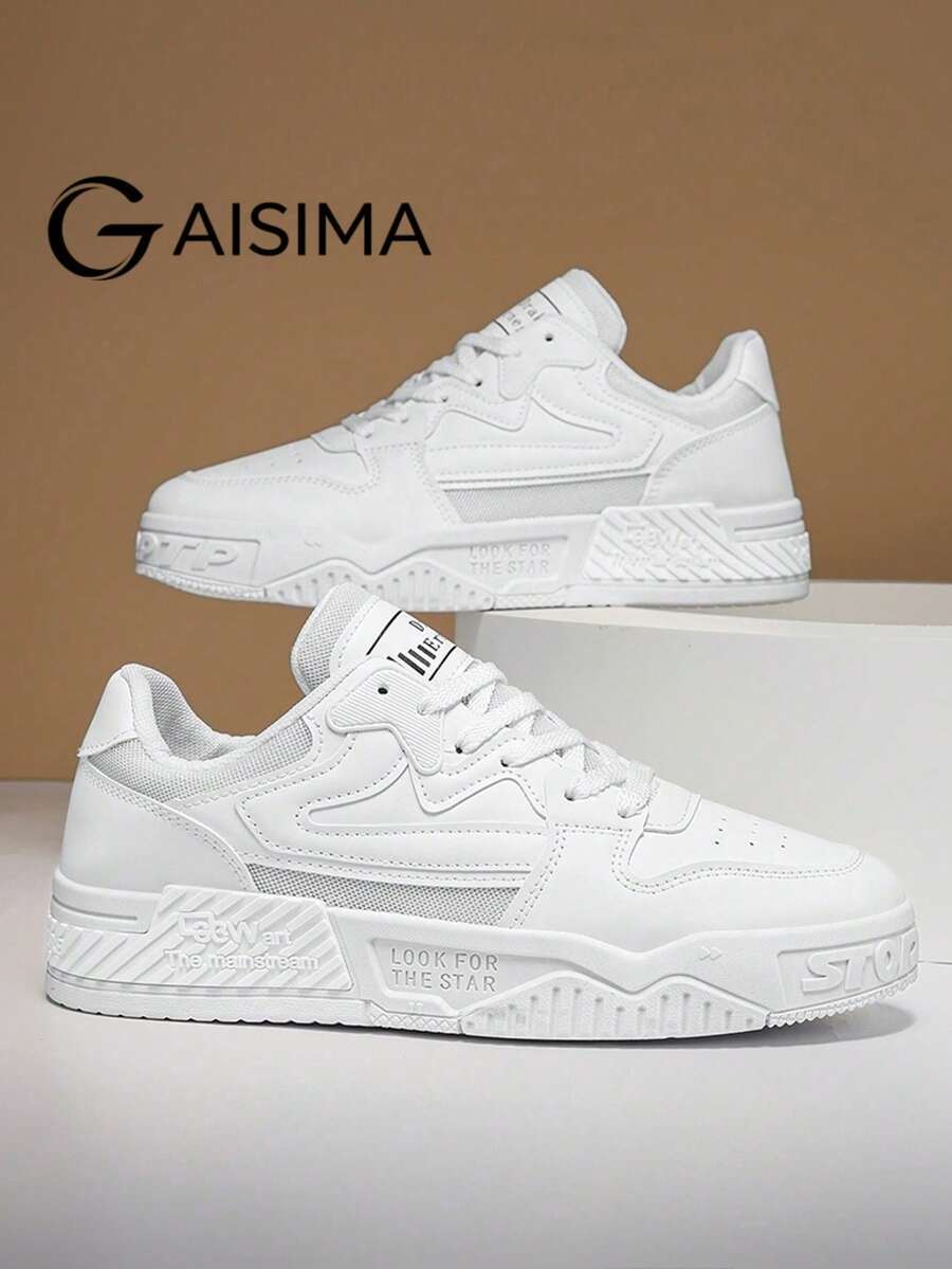 New Fashion Men Casual Niche Low-Top Design Sneakers, Thick Sole Versatile Mixed Color Leisure Shoes