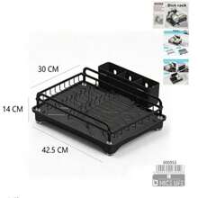 Iron Dish Drainer Rack For Kitchen Counter, Plate Holder And Utensil Storage Shelf, White Black Grey Color Options - View 14