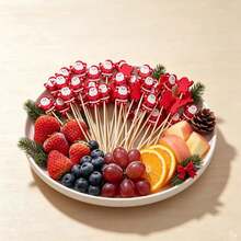200/100/50/20/10pcs Christmas Gift Bamboo Skewers, Suitable For Christmas Party, Gathering, Appetizers, Holiday Picks, Cake Picks, Fruit Picks, Decoration - 2 - View 2