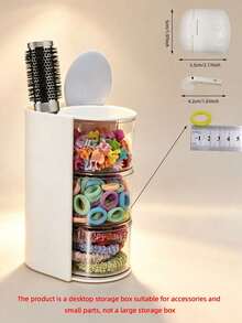 1pc Multi-Layer Rotating Hair Accessory Storage Box, Transparent Dust-Proof Hair Tie Organizer Tray, Hair Clip Headband Rubber Band Hair Tie Storage Rack, Multi-Functional Comb Storage Box, Cosmetic Box, Pencil Case (Storage Box Only, Inner Items Not Included) - Multicolor - View 9