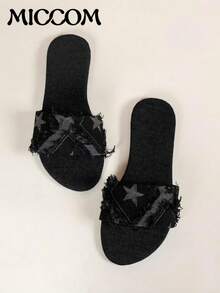 MICCOM Women's Flat Slide Sandals, New Summer Soft Bottom Lightweight Breathable Beach Slippers, Casual Flat Sandals For Women - Black - View 1