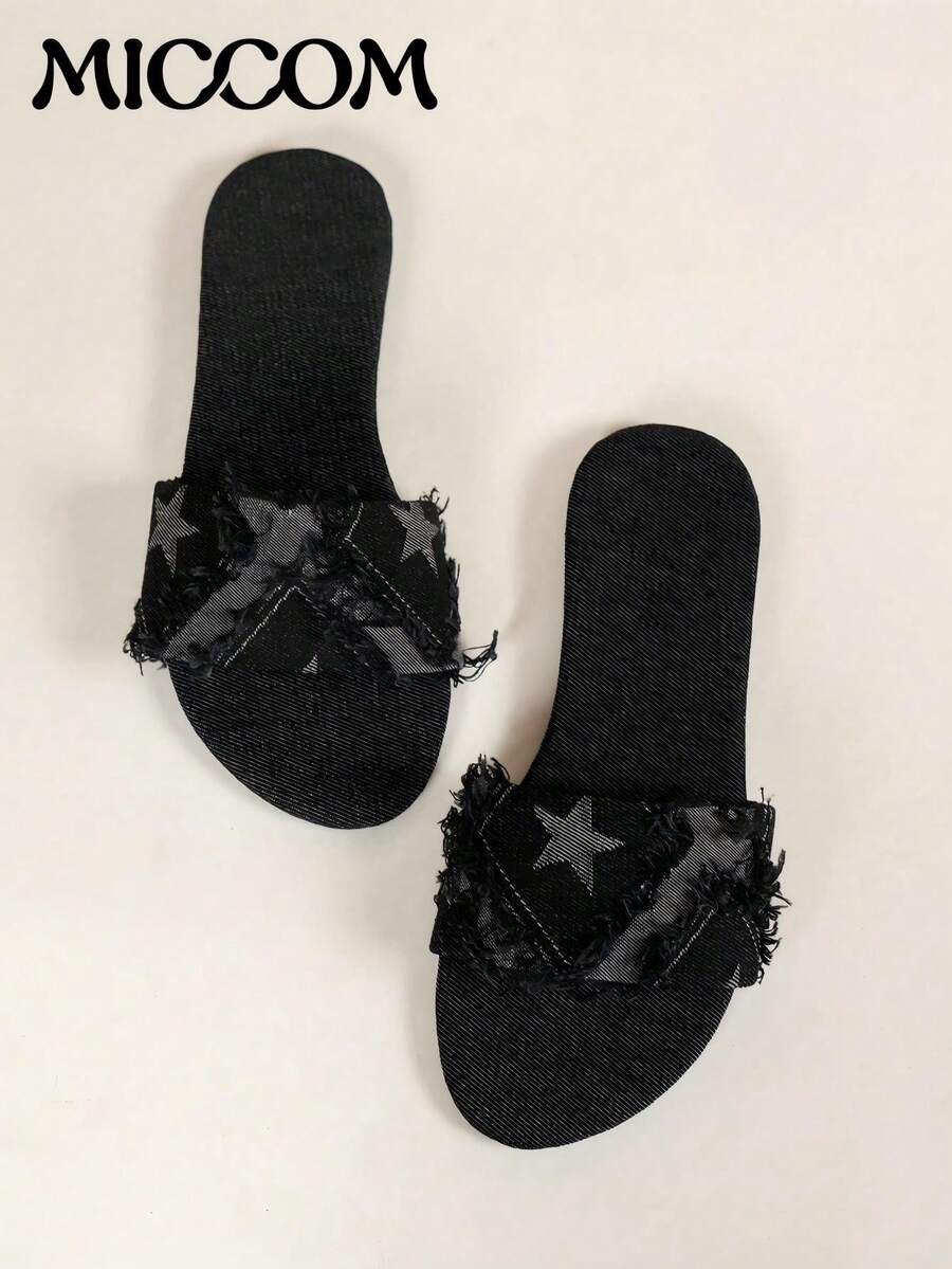 MICCOM Women's Flat Slide Sandals, New Summer Soft Bottom Lightweight Breathable Beach Slippers, Casual Flat Sandals For Women - Black - View 1