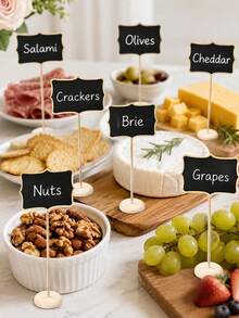 5/10pcs Mini Desktop Chalkboard Signs (With Stand), Reusable, Suitable For Wedding Place Cards, Food Labels And Table Number Cards - Multicolor - View 5