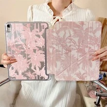 1件粉色熱帶棕櫚叢林印花三折保護殼，附筆槽，自動睡眠/喚醒，防震透明背板平板保護套，相容於 iPad 10.9/10.2/Air 5th Gen/Pro 11/10th/9.7/Air 2/7th/8th Gen/Air 4/5/Air 13/11(M3 2025)/11(A16 2025)，相容於 Oppo Pad，相容於 MatePad，相容於 Honor Pad - 彩色 - 查看 3