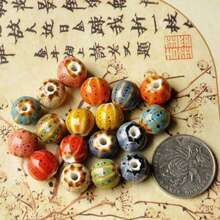 20 Pcs Ceramic Beads, 11 Mm, Porcelain Beads Set For DIY Handmade Crafts Jewelry Bracelets Necklace (Multicolor Round) - Multicolor - View 2