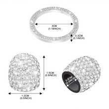 5pcs Sparkling Rhinestone Car Accessories Set: 1pc Double Row Engine Start Button Ring & 4pcs Crystal Tire Valve Stem Caps, Suitable For Women - 2-piece Valve Stem & Start Ring Set - View 4