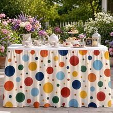 1pc Tablecloth Table Skirt, Vibrant Colorful Polka Dot Pattern, Suitable For Wedding Banquet, Party, Catering Event, Party Decoration, Modern Holiday Home, Office, Studio Use - A - View 6