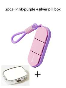 1/2PCS Dopamine Color Portable Pill Box With Woven Lanyard, 3-Compartment Silicone Seal Ring, Travel Vitamin Supplement Storage Box - Multicolor - View 19