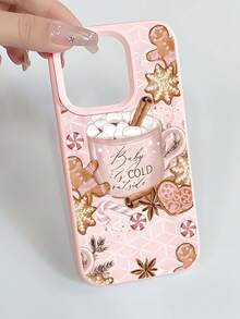 1pc Christmas Personalized Drink Gingerbread Candy Pattern Light Pink Liquid Straight Edge Phone Case Compatible With IPhone 16/16Pro/16Plus/15/15ProMax/15Pro/11/12/13/14ProMax/11Pro/11ProMax/12Pro/12ProMax/13Pro/13ProMax/14Pro/14ProMax Soft Shell Premium Creative - Multicolor - View 5