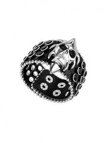 Punk Gothic Wide Leather Bracelet, Skull Cross Rhinestone Rivet Wrist Cuff, Adjustable Rock Bangle For Party Daily Costume Accessory For Man And Women - Black - View 11
