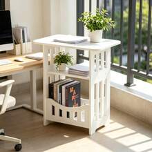 Modern Minimalist Multifunctional Mini Square Bedside Table, Space-Saving Design, Practical Storage Rack, Works Great As Nightstand Or Small Side Table For Bedroom And Living Room - White - View 5