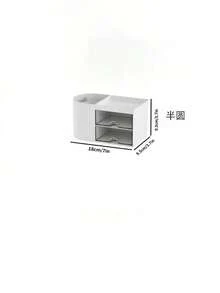 1pc Desktop Organizer With 2 Drawers, Suitable For Desk, Countertop, Stationery Storage, Pen Holder, Pencil, Business Card, Memo Tray, Paper Clip Storage Box (White, Pink, Blue) - Multicolor - View 9