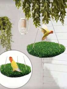 Large Bird Foraging Mat Toy, Natural Bird Grass Hammock Swing Toy With Hook, Climbing Perch Hanging Ornament Toy, Suitable For Parrot, Budgerigar, Xuifeng Parrot, Maned Lion Lizard, Snake - A - View 5