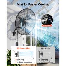 Wall Mount Fan, 30 In Wall Mounted Hanging Fan With Oscillating & Mist, IP44-Rated, 3-Speed, Powerful Air Reach, Mechanical Control, Long Airflow For Industry, Commercial, Garage, Workshop, Gym - 30 in - View 3