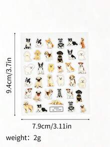 1片 5D 小狗 3D 自黏式高品質美甲貼紙 - 棕色 - 查看 5