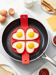 2pcs 4-Hole Heart-Shaped - Silicone Egg Poacher - Red Egg Making Tray - Non-Stick Cooking Tool - Suitable For Pancakes, Sandwiches, Breakfast - Multicolor - View 7